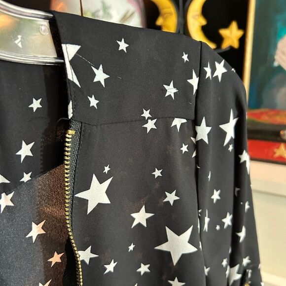 Stella Tweed Black Starry Blouse Size Medium - Picture 9 of 16